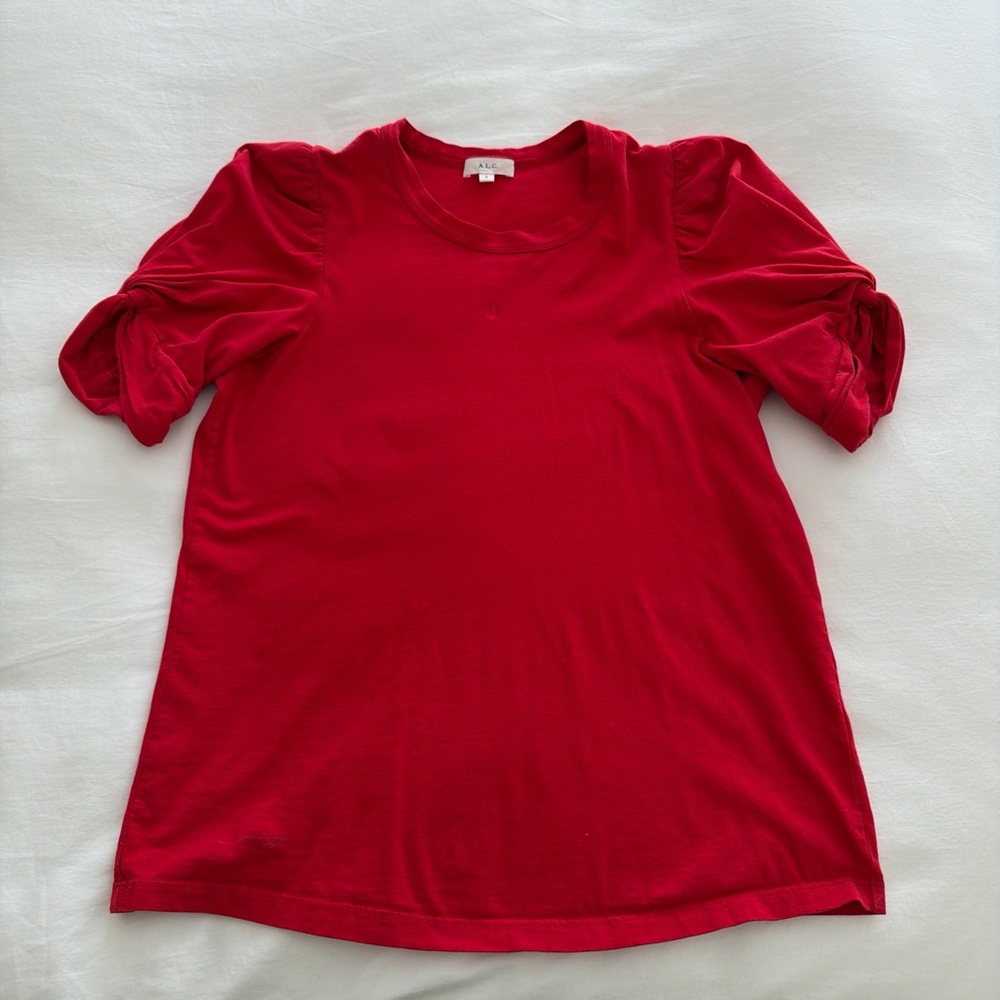 A.L.C. Red Cinched Sleeve Tee